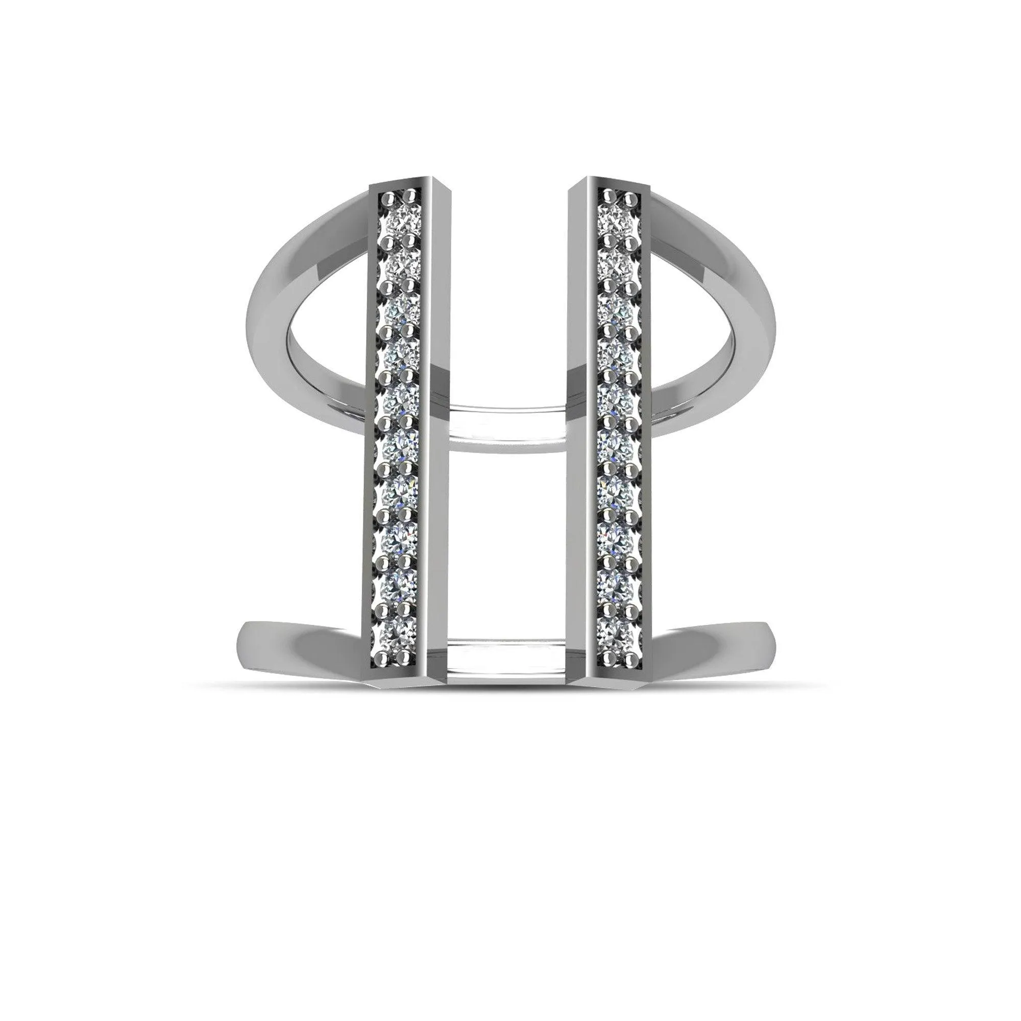 Cubic Zirconia Fashion Geo Ring in Sterling Silver