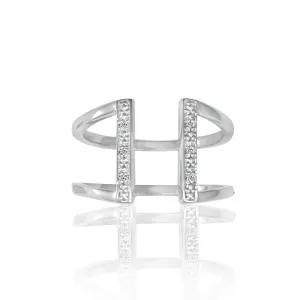 Cubic Zirconia Fashion Geometric Ring in Sterling Silver