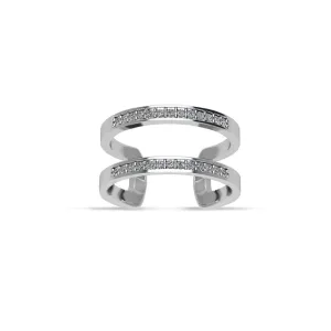 Cubic Zirconia Fashion Geometric Ring in Sterling Silver