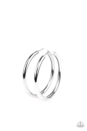 Curve Ball Silver Paparazzi Earrings