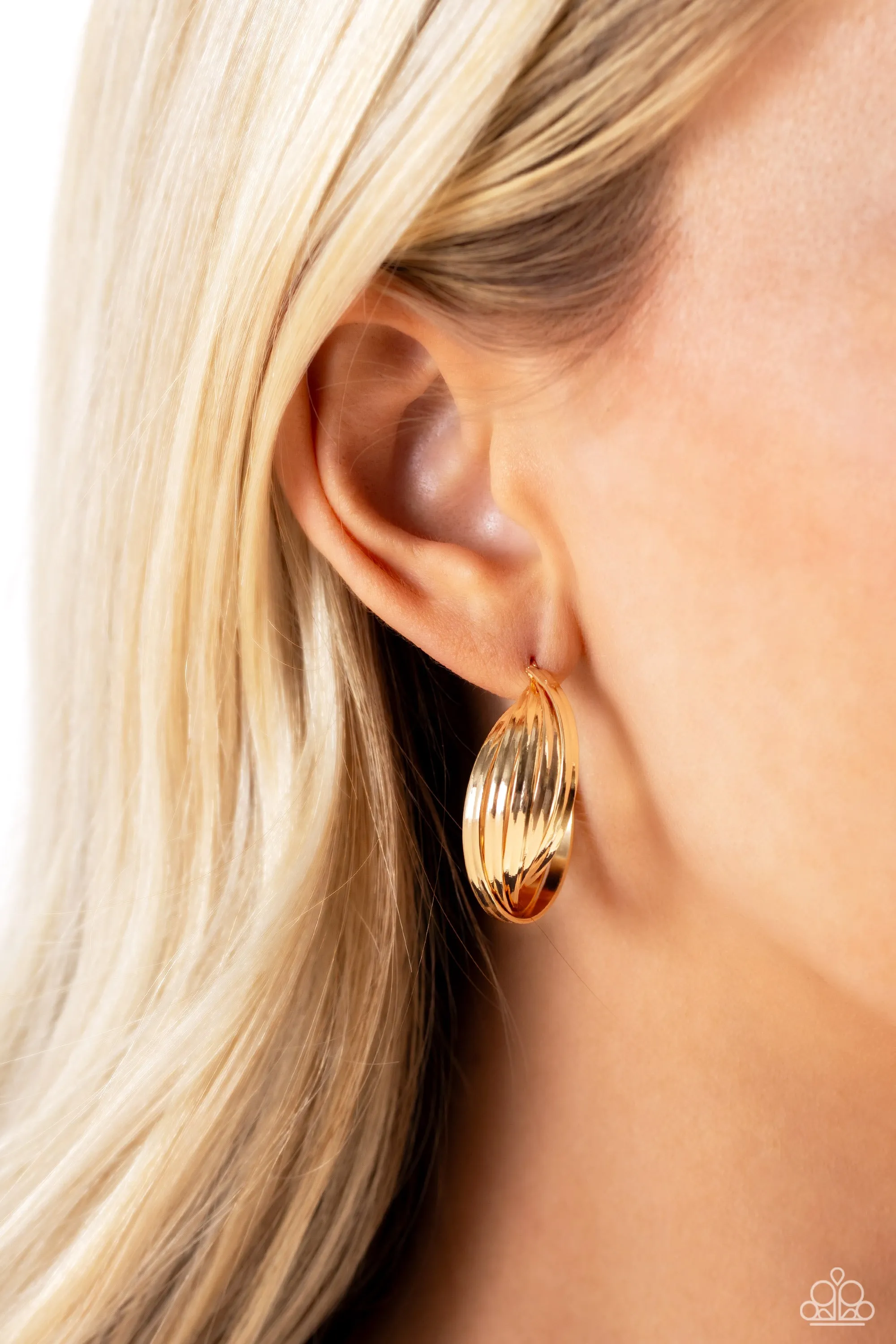 Curvy and Worthy - Gold - Twisted Paparazzi Hoop Earrings