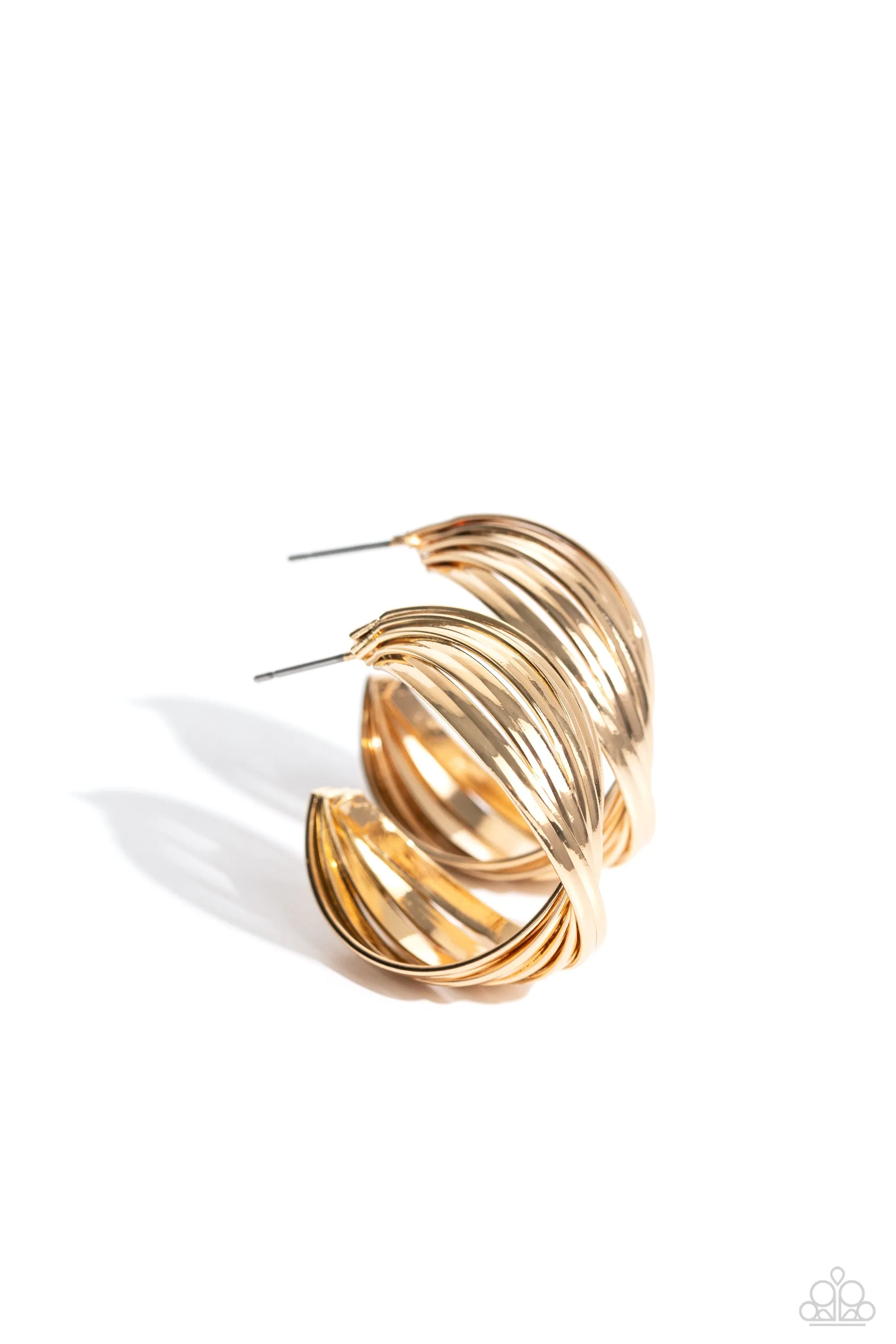 Curvy and Worthy - Gold - Twisted Paparazzi Hoop Earrings