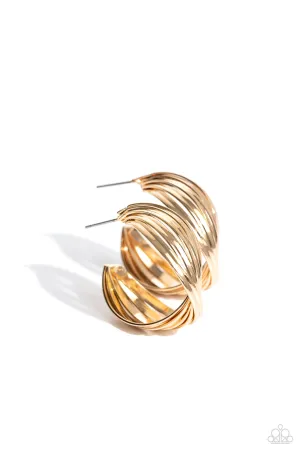 Curvy and Worthy - Gold - Twisted Paparazzi Hoop Earrings