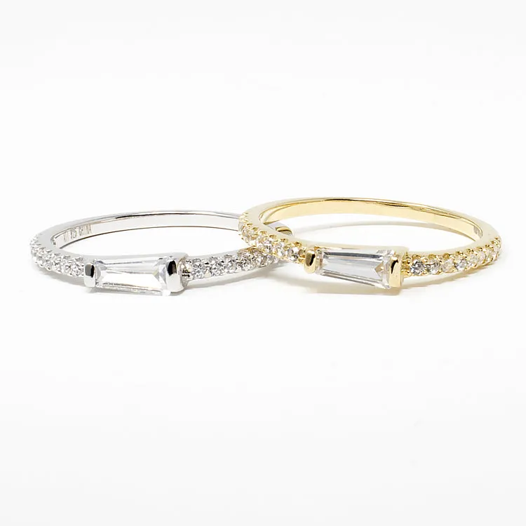 CZ Baguette Stacking Ring - Gold or Silver