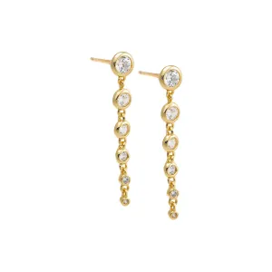 CZ Bezel Graduated Drop Stud Earring