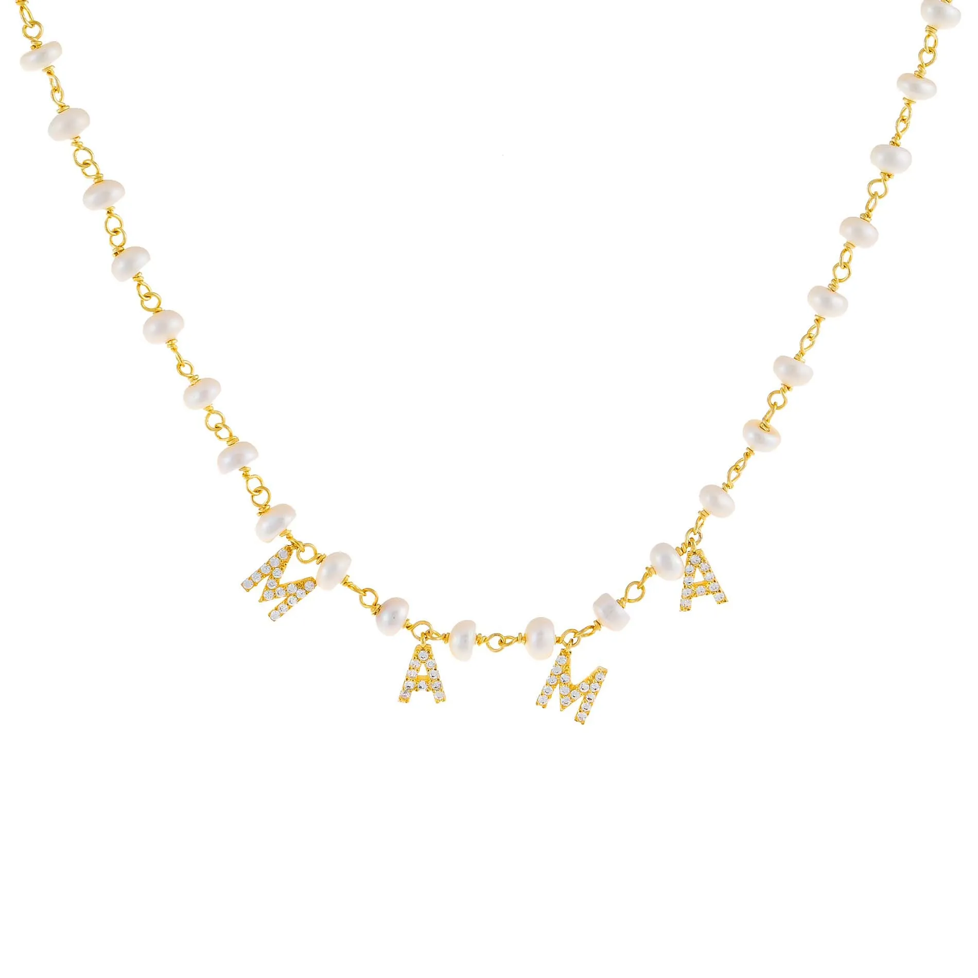 CZ Mama Pearl Necklace