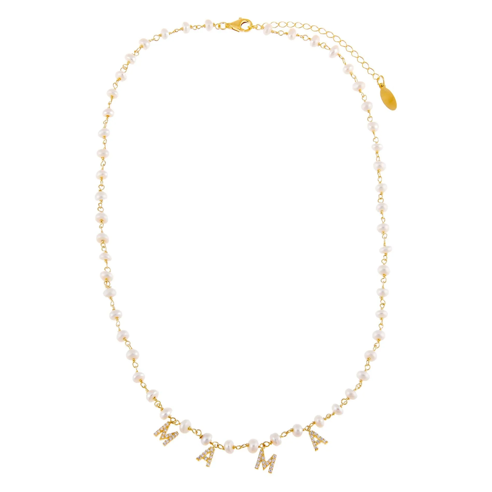 CZ Mama Pearl Necklace