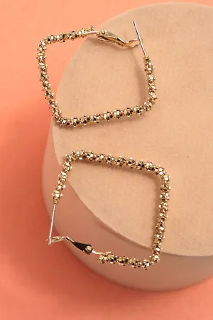 DAIMOND DUST CUT SQUARE HOOP EARRINGS | 31E24414