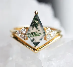 Dawn Moss Agate Ring Set