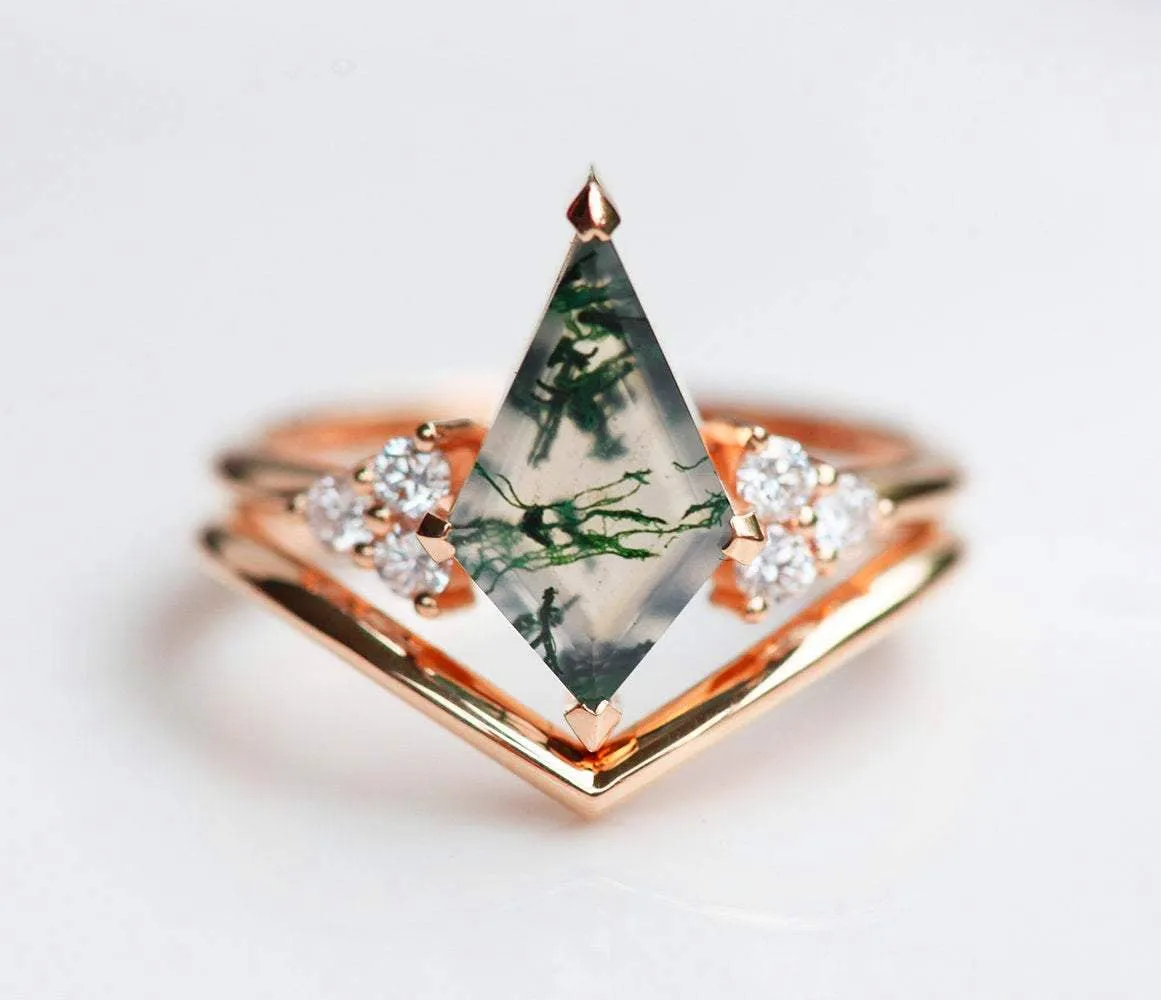Dawn Moss Agate Ring Set