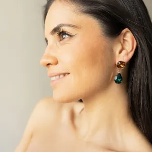 Devi Amber and Emerald Swarovski Earrings