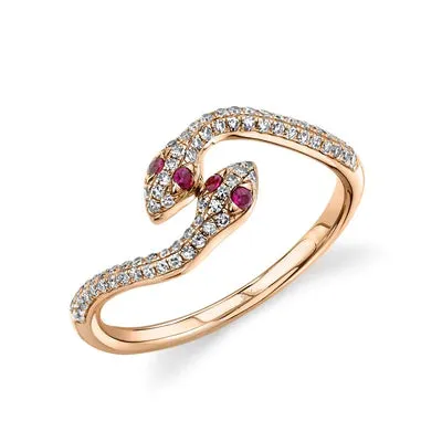 Diamond & Ruby Snake Ring