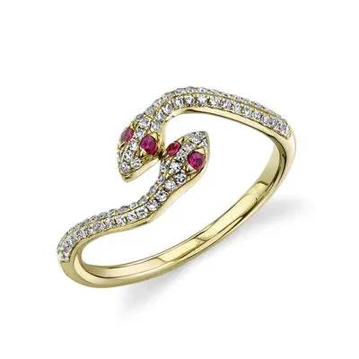 Diamond & Ruby Snake Ring