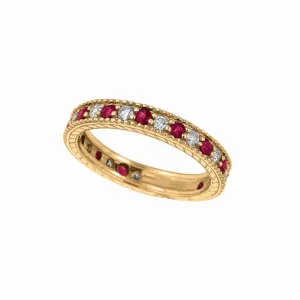 DIAMOND AND RUBY RING BAND 14K GOLD (1.08 CTW)