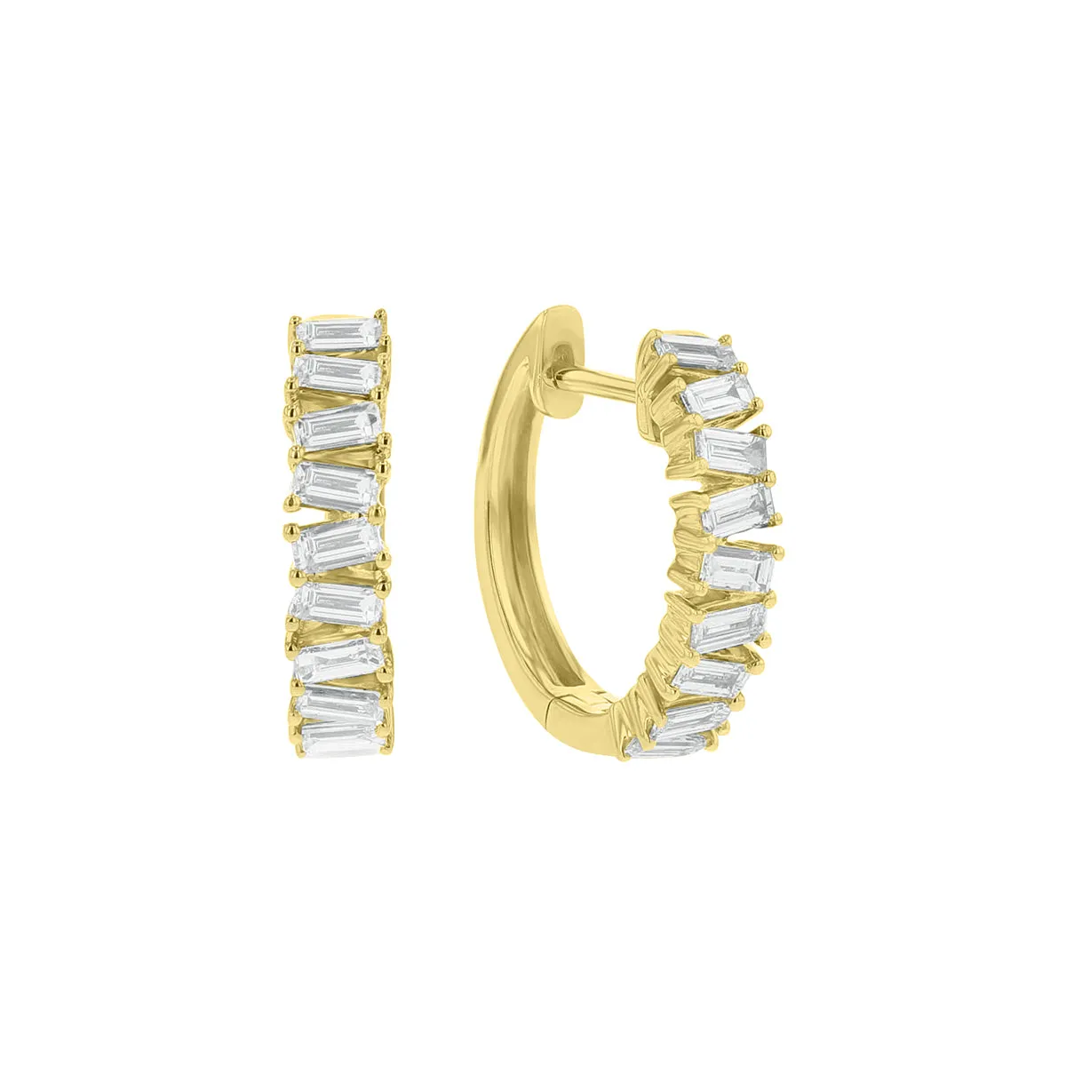 Diamond Baguette Hoop Earrings