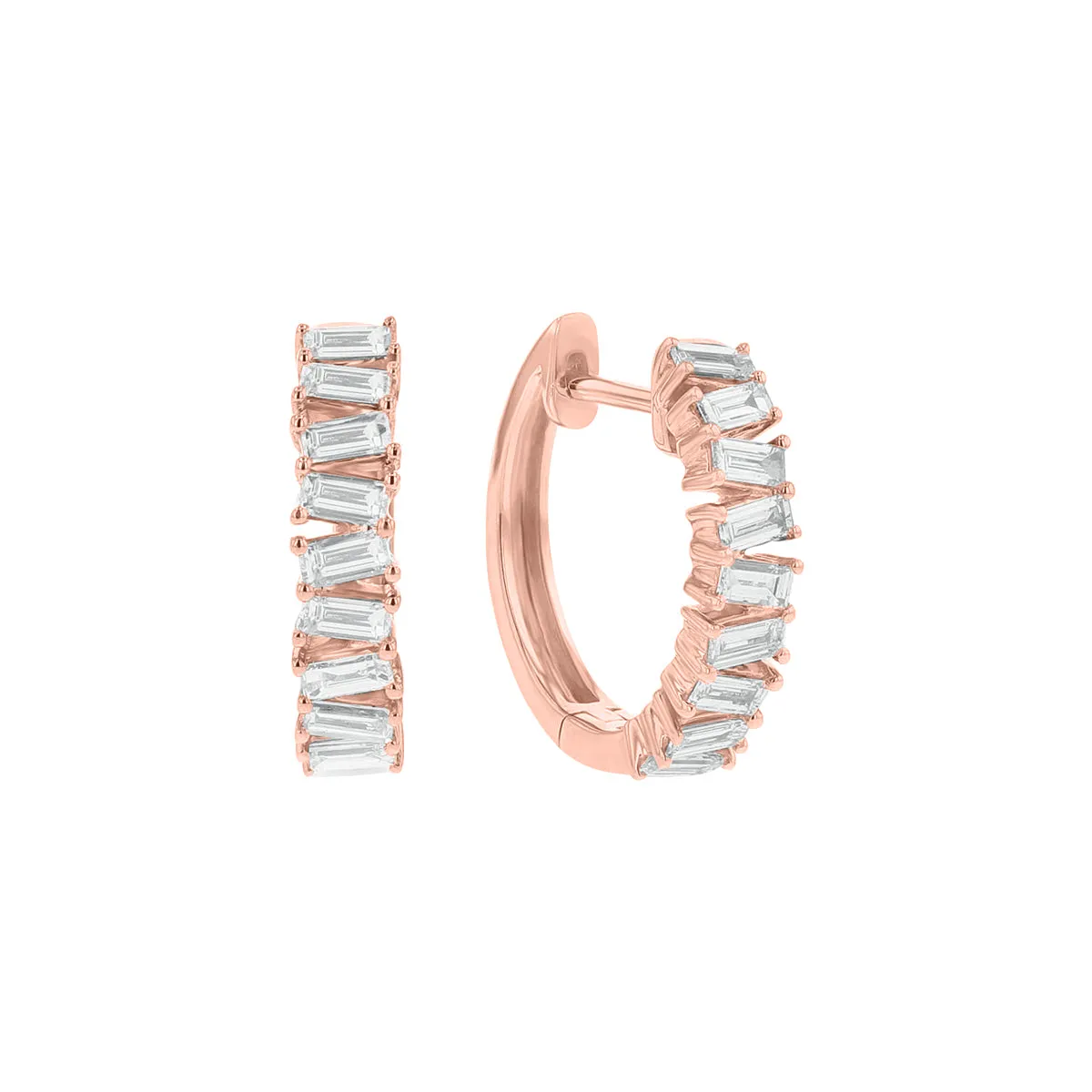 Diamond Baguette Hoop Earrings