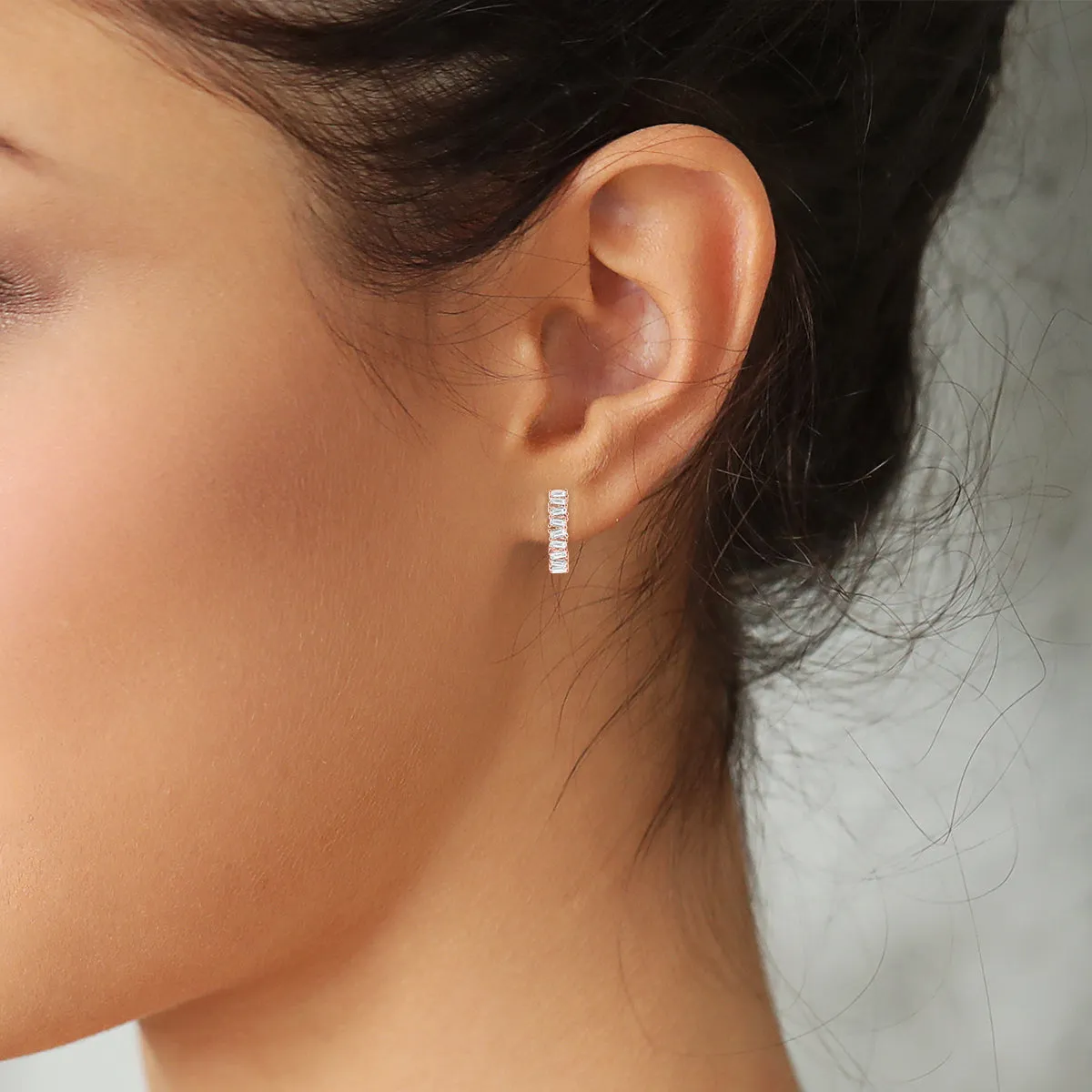 Diamond Baguette Hoop Earrings