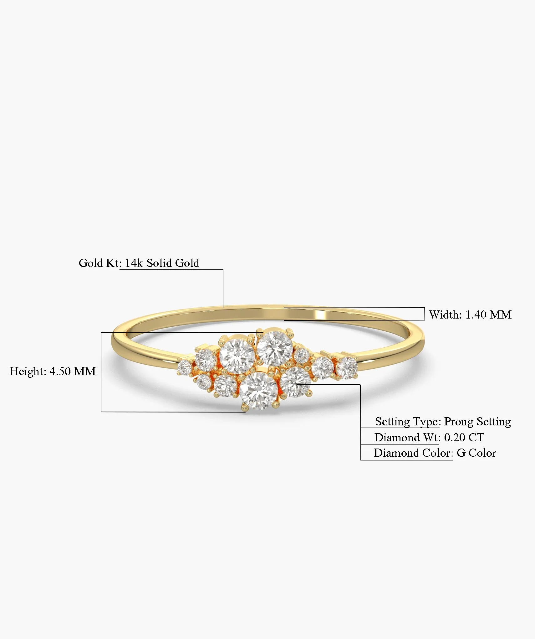 Diamond Cluster Charm Ring