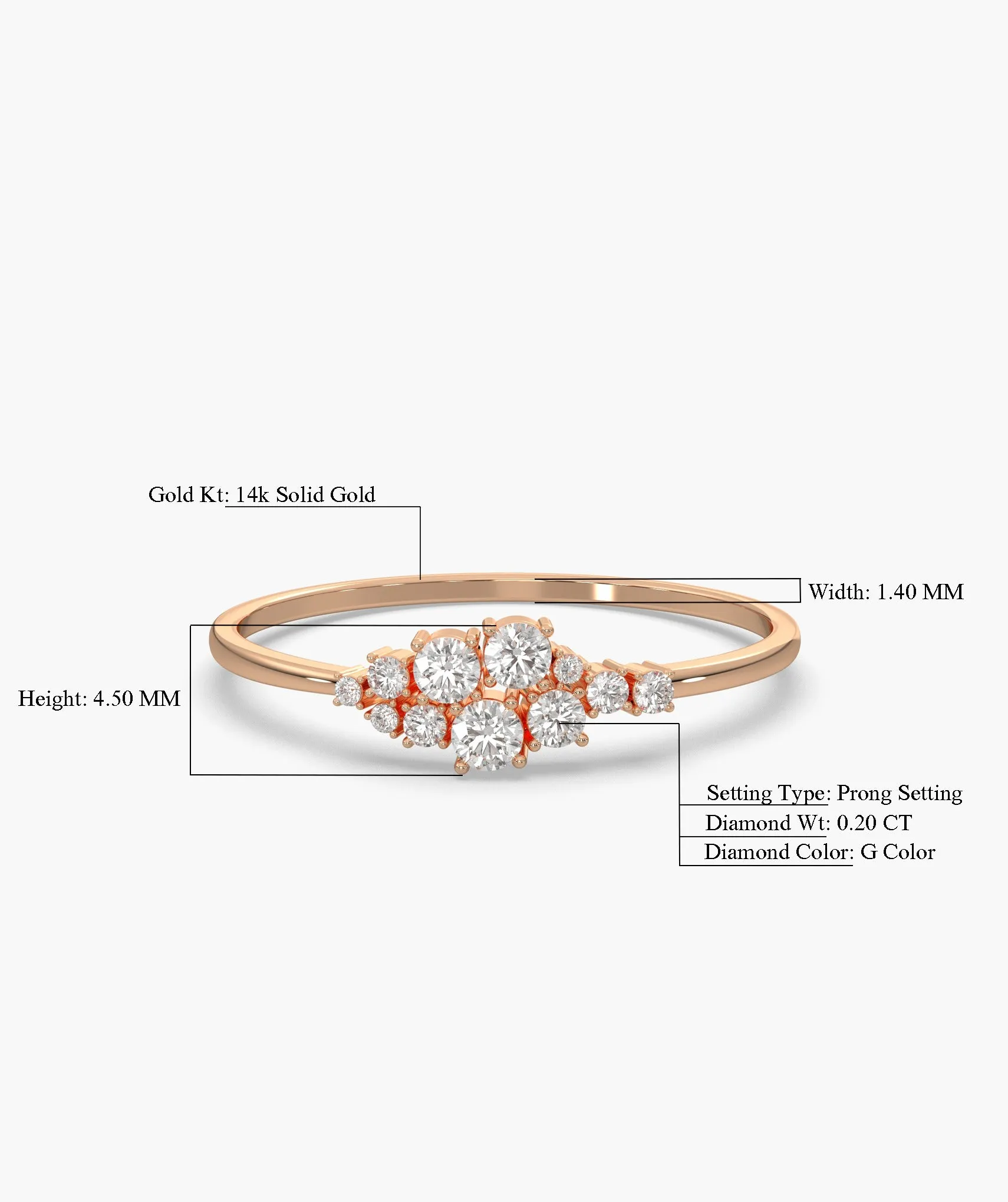 Diamond Cluster Charm Ring