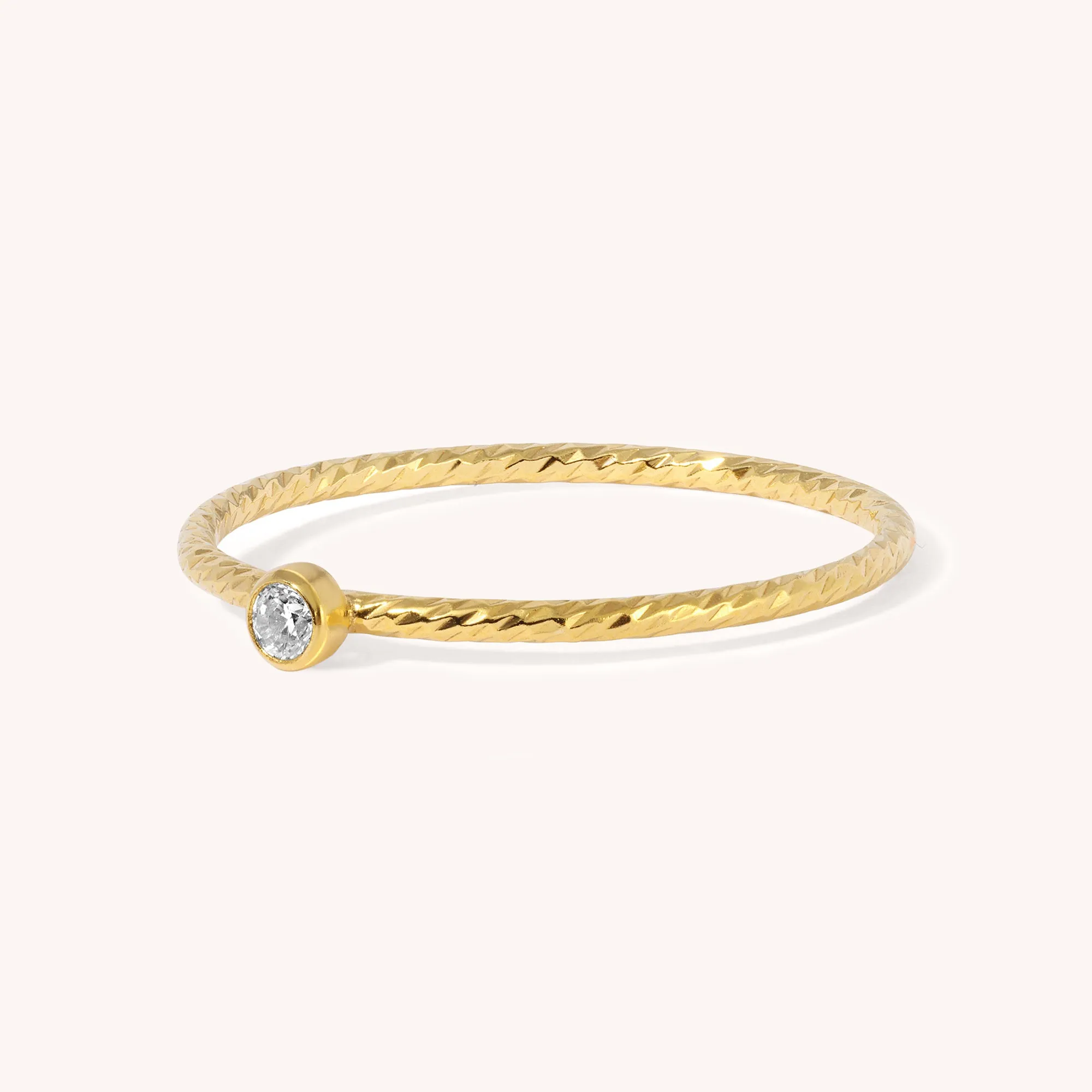 Diamond Cut Simple CZ Ring