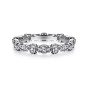 Diamond Geometric Stackable Band in 14K White Gold