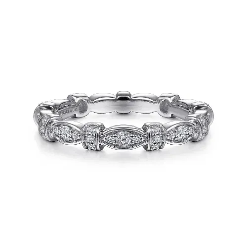 Diamond Geometric Stackable Band in 14K White Gold