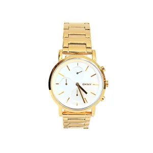 Dkny Gold Plated Analog Watch With Metal Bracelet