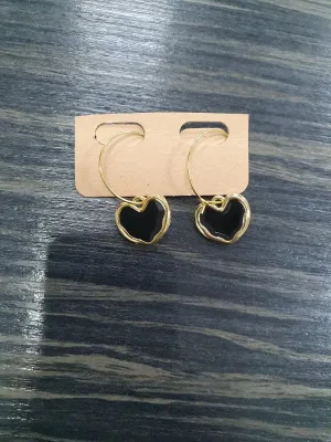 DMB Black Heart Hoop Earrings