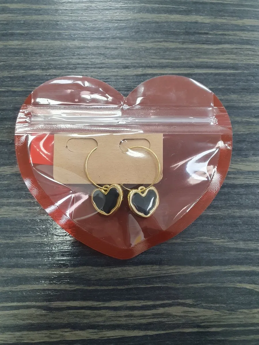 DMB Black Heart Hoop Earrings