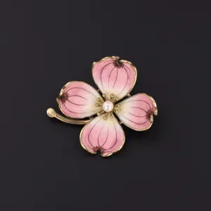 Dogwood Brooch | 14k Gold & Pink Enamel Flower Brooch