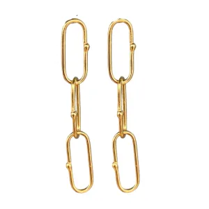 Dotted Chain Drop Earring - 14K Vermeil