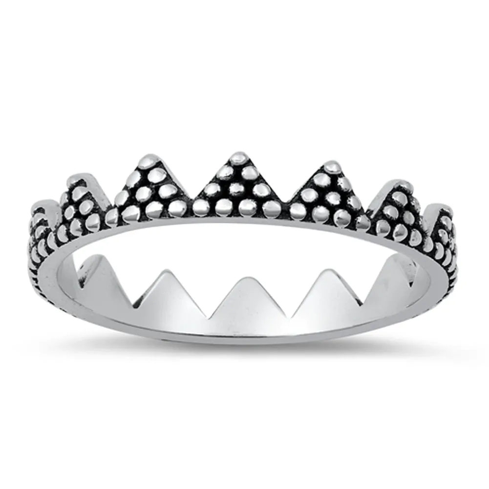Dotted Geometric Crown Ring New .925 Sterling Silver Band Sizes 4-10