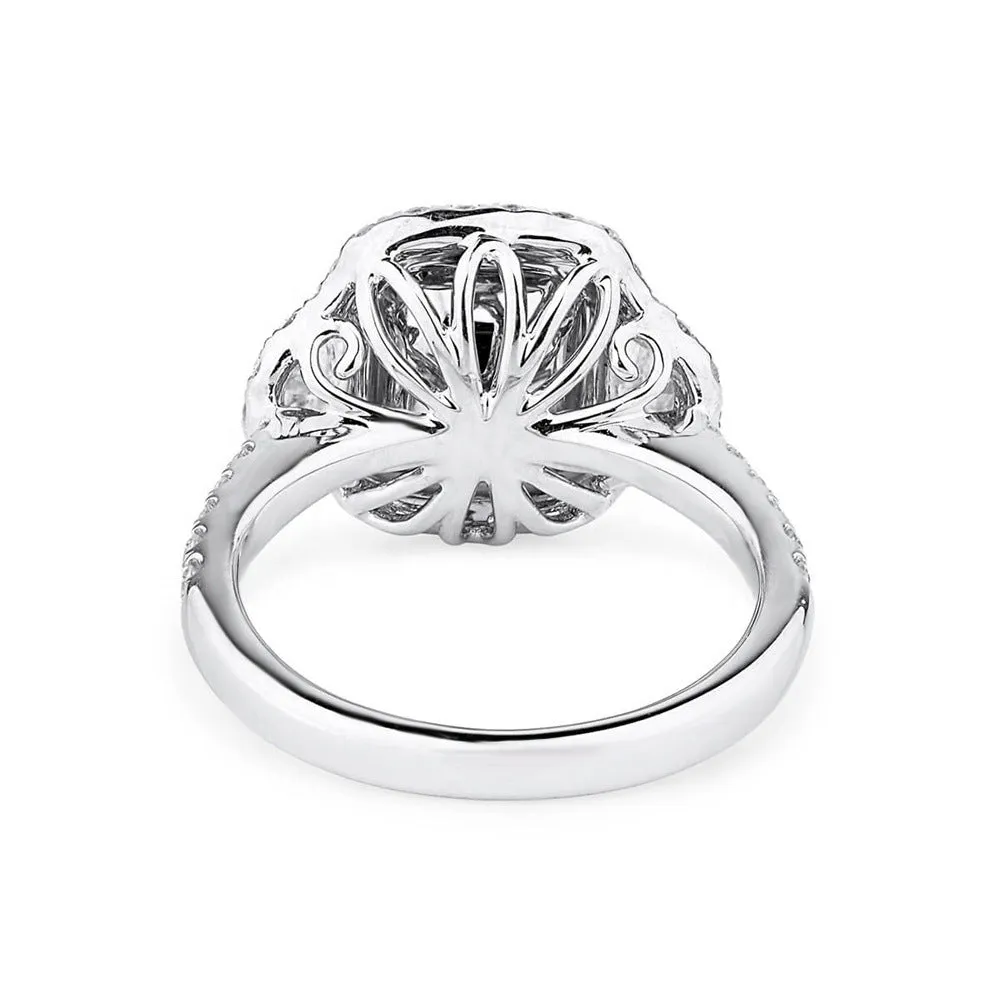 Double Halo Engagement Brilliant Yellow 8A Ice Cut Bicolor Ring