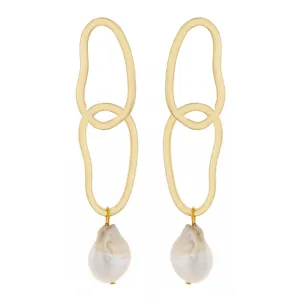 Double Link Pearl Drop Earrings
