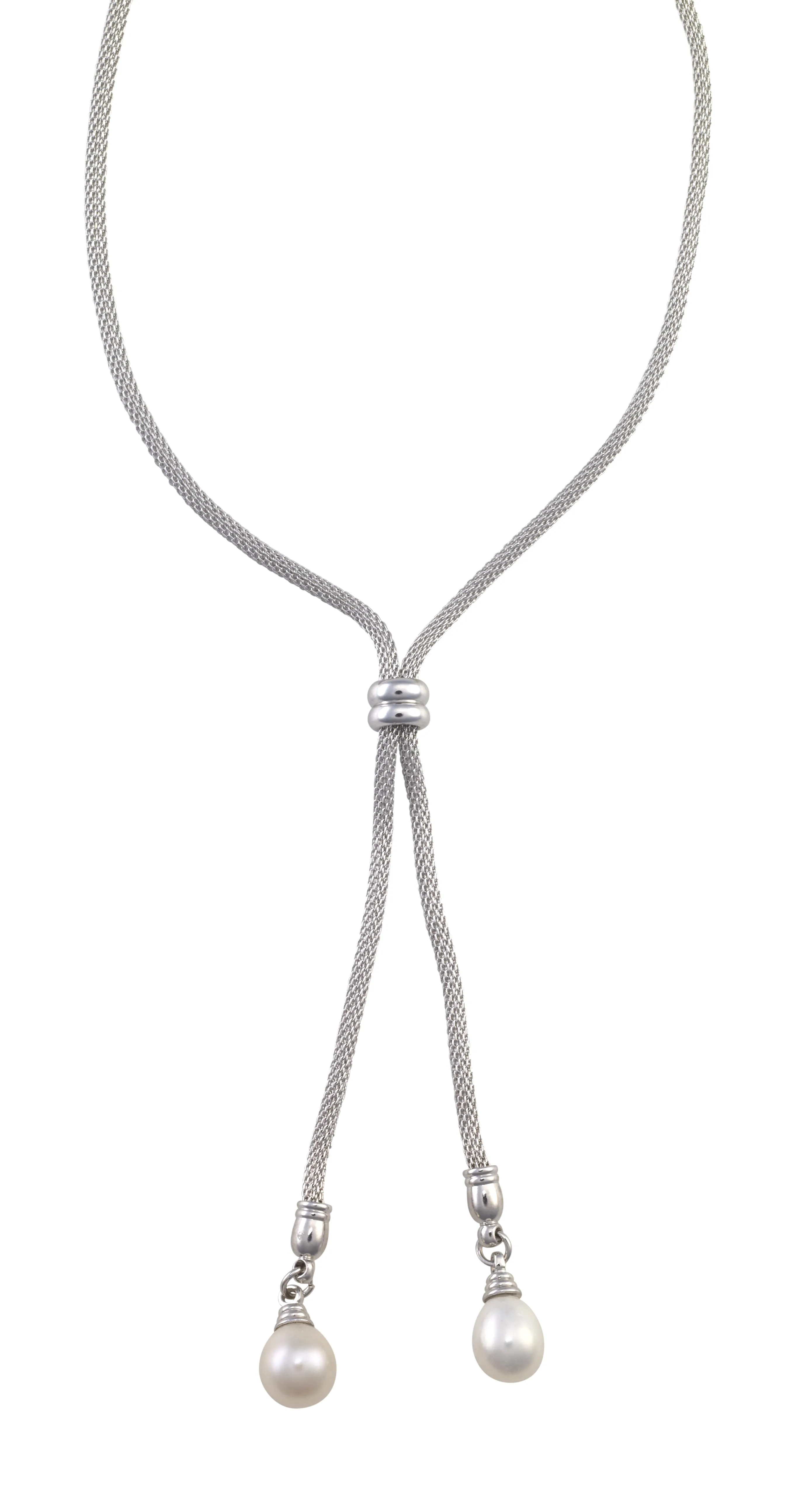 Double pearl lariat necklace