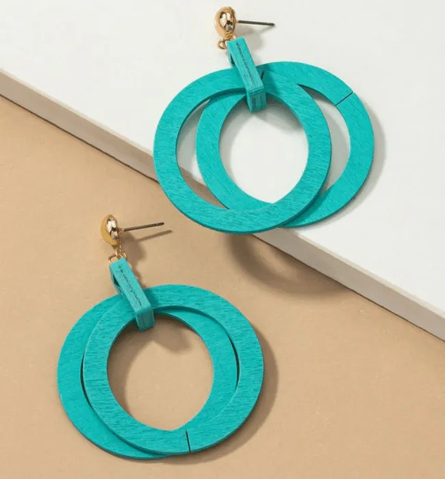 Double Wood Drop Earrings