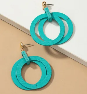 Double Wood Drop Earrings