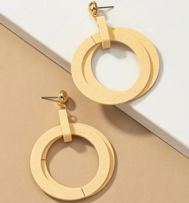 Double Wood Drop Earrings