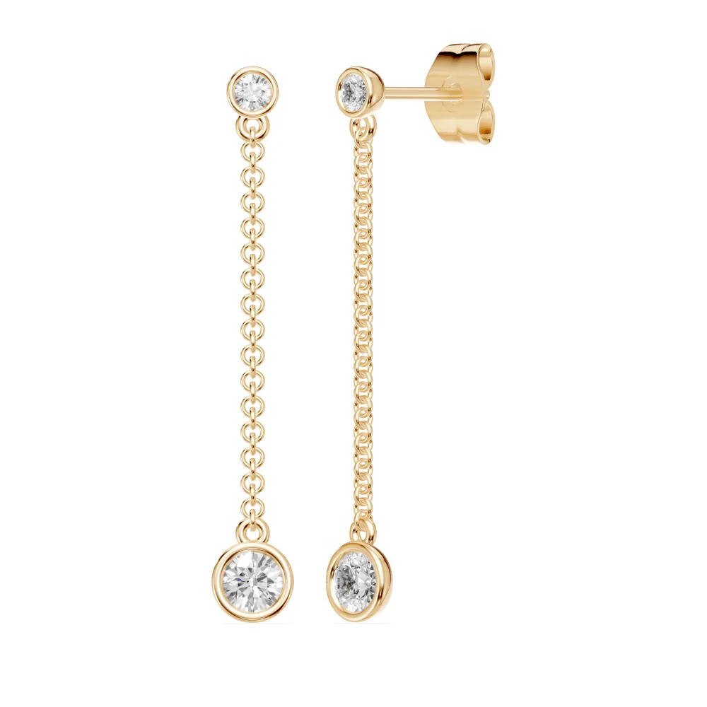 Drop Bezel Stud Earrings with 1/2ct of Laboratory Grown Diamonds in 9ct Yellow Gold