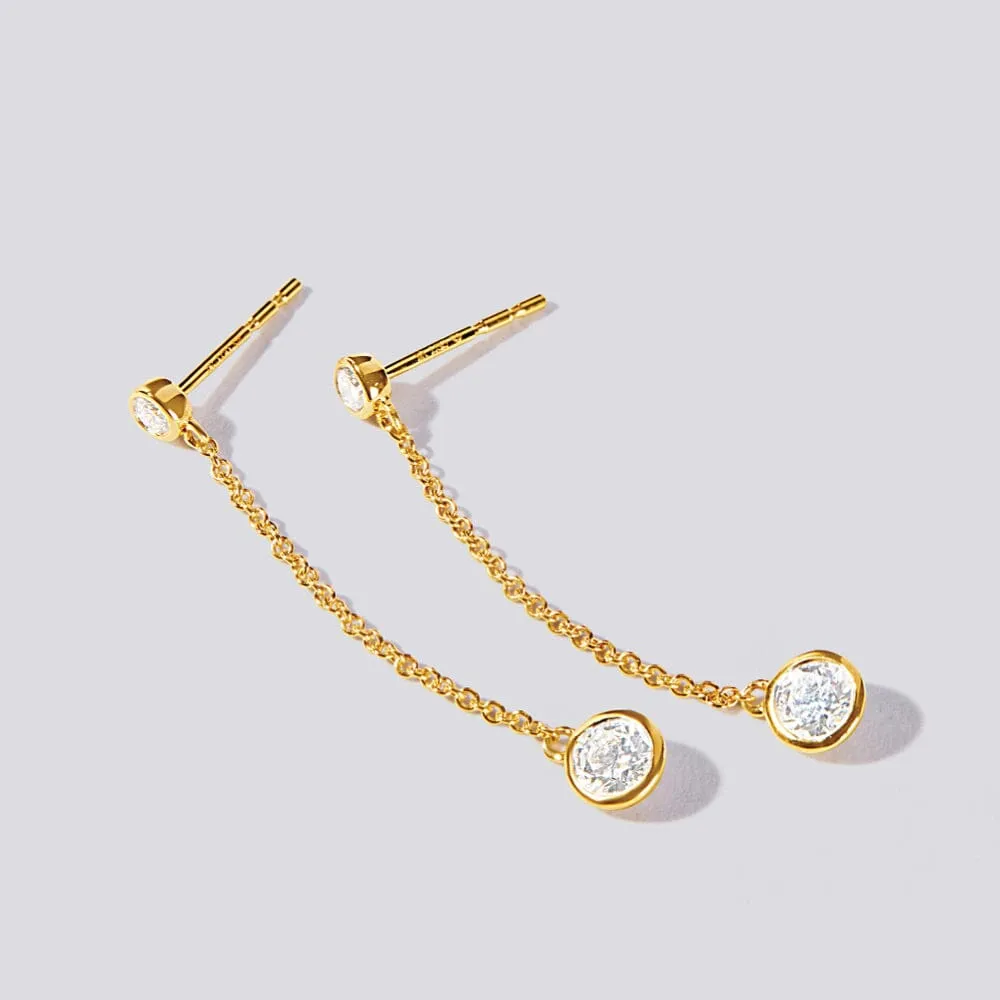Drop Bezel Stud Earrings with 1/2ct of Laboratory Grown Diamonds in 9ct Yellow Gold