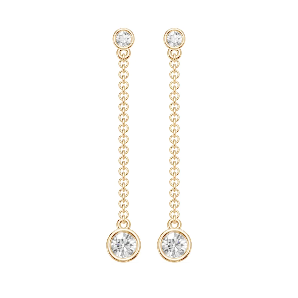 Drop Bezel Stud Earrings with 1/2ct of Laboratory Grown Diamonds in 9ct Yellow Gold
