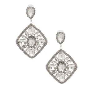 Drop Diamond Shaped Statement Earrings Clear