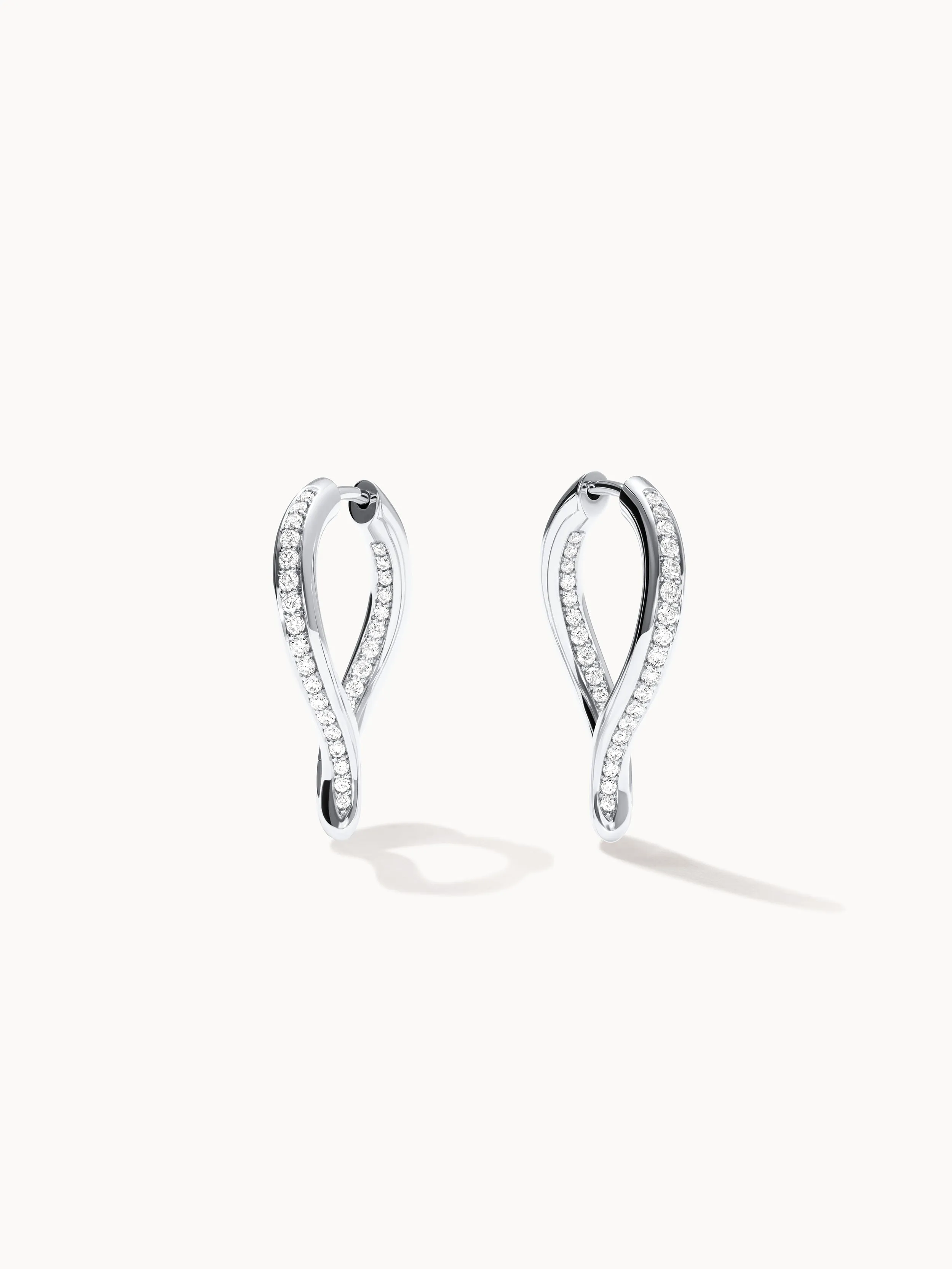 Earrings SIGNATURE Hoop Twisted Drop with Diamond Pavé