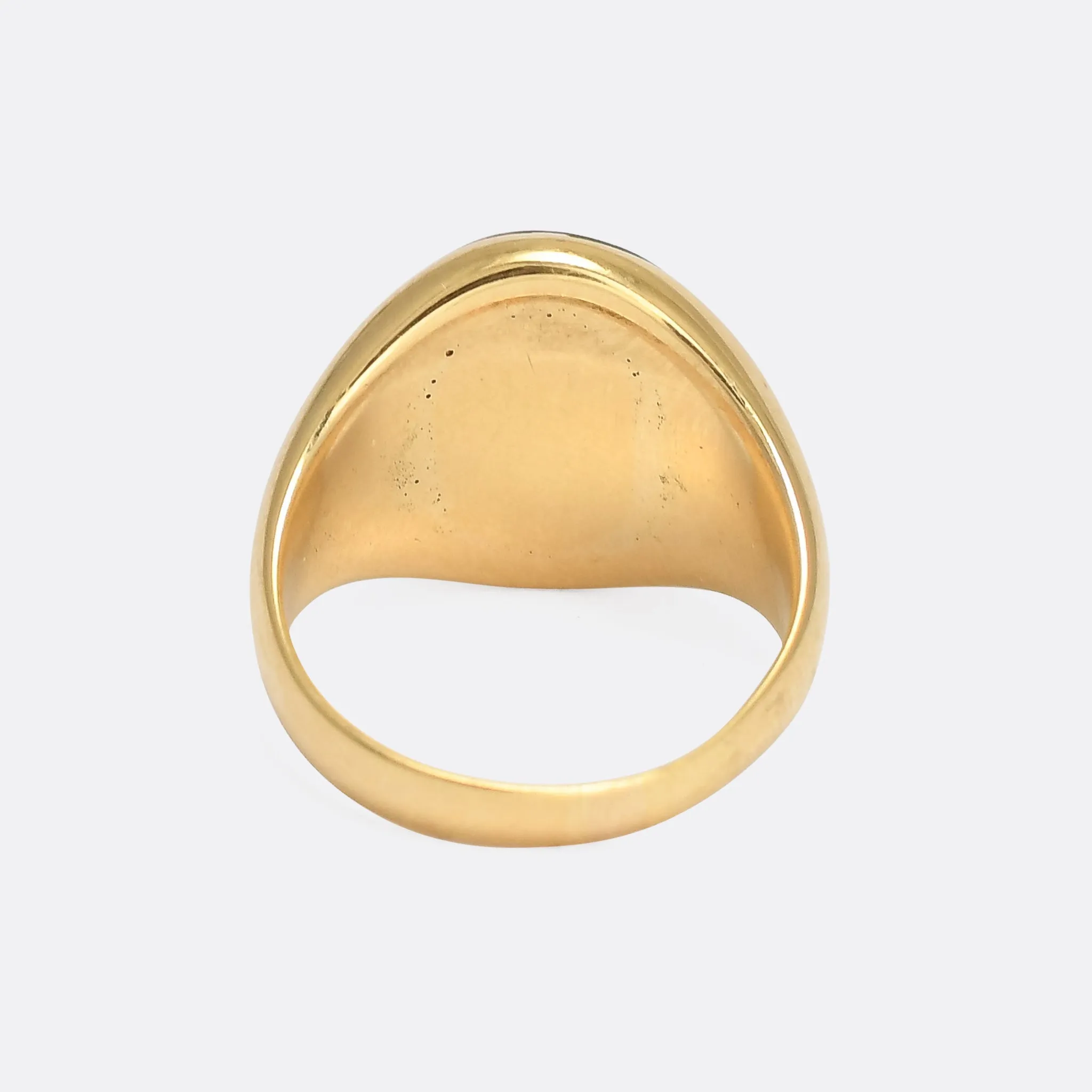 Edwardian Heraldic Jade Intaglio "The Right Angle" Signet Ring