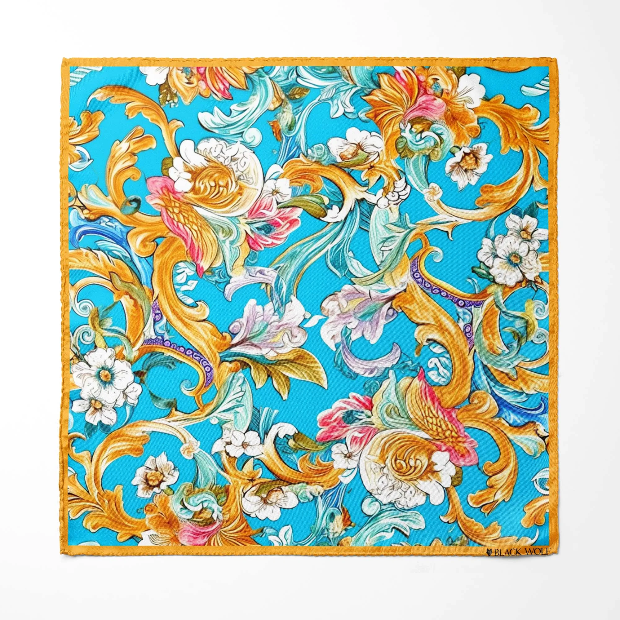 ELEGANCE COLORFUL FLORAL SILK ASCOT WITH LAPEL PIN AND POCKET SQUARE