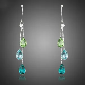 Elegant Charm Earrings for Women With 3pcs Water Drop Stellux Austrian Crystal Dangle Wedding Earrings