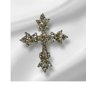 Elegant Crystal Cross Brooch