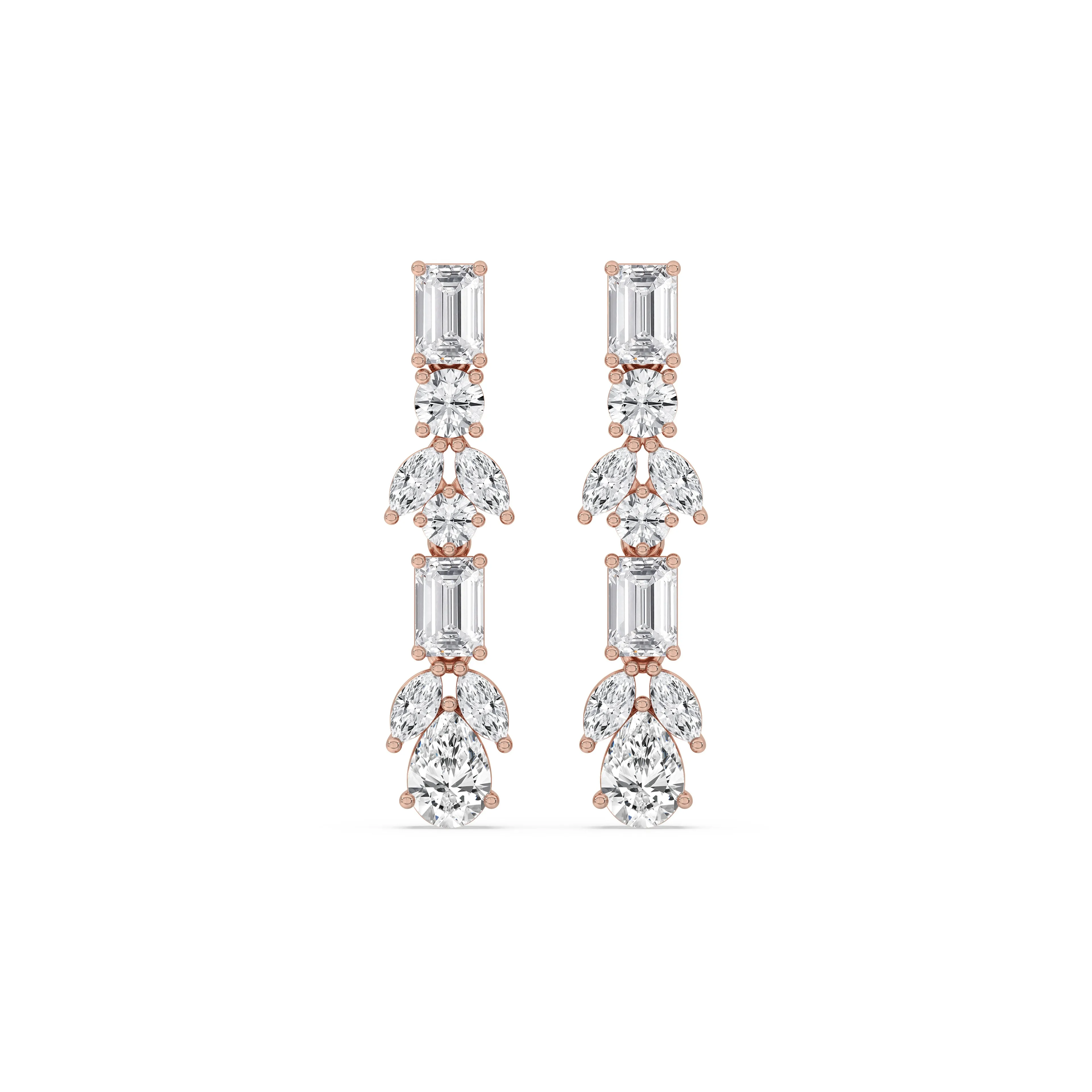 Emerald & Pear Cluster Drop Earrings