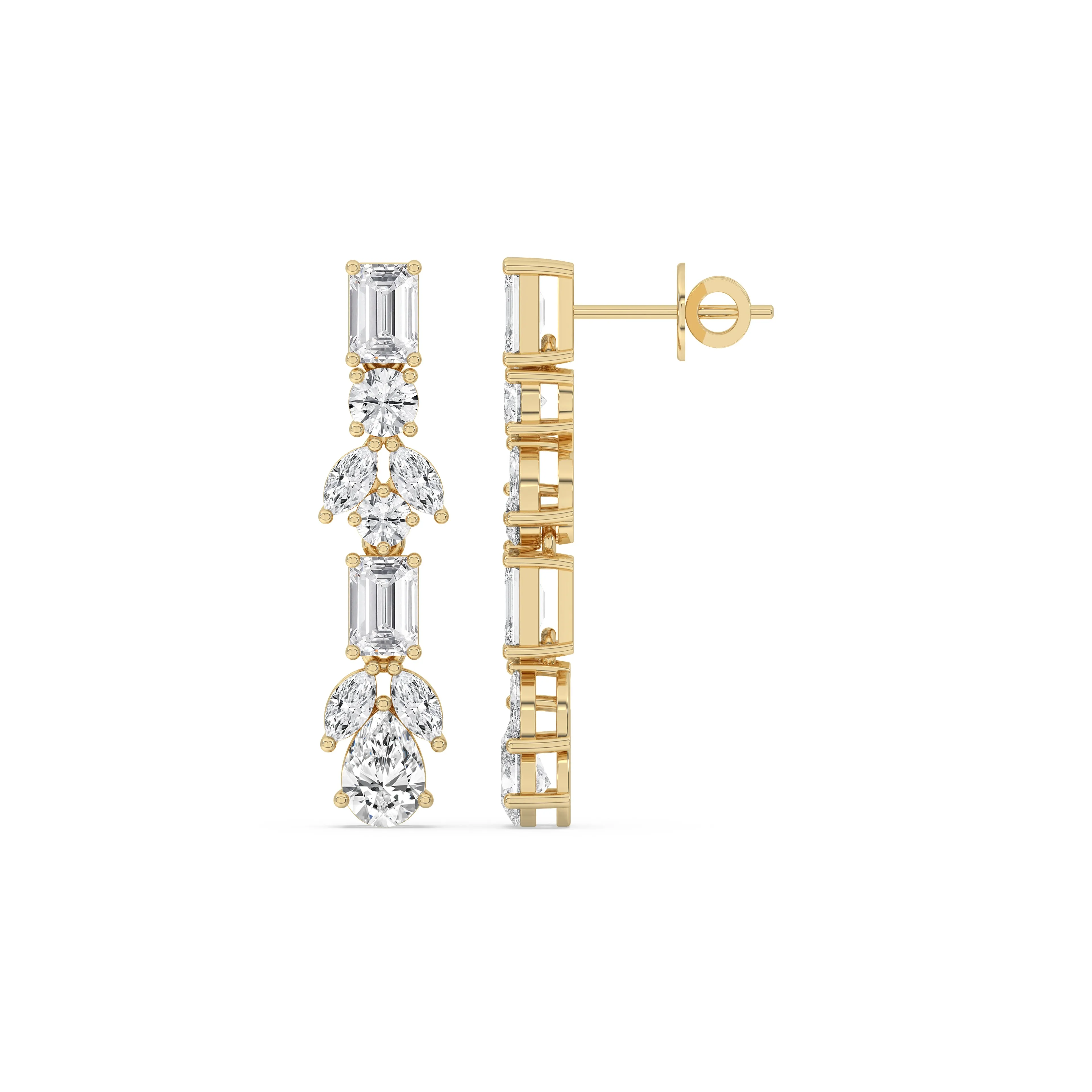 Emerald & Pear Cluster Drop Earrings