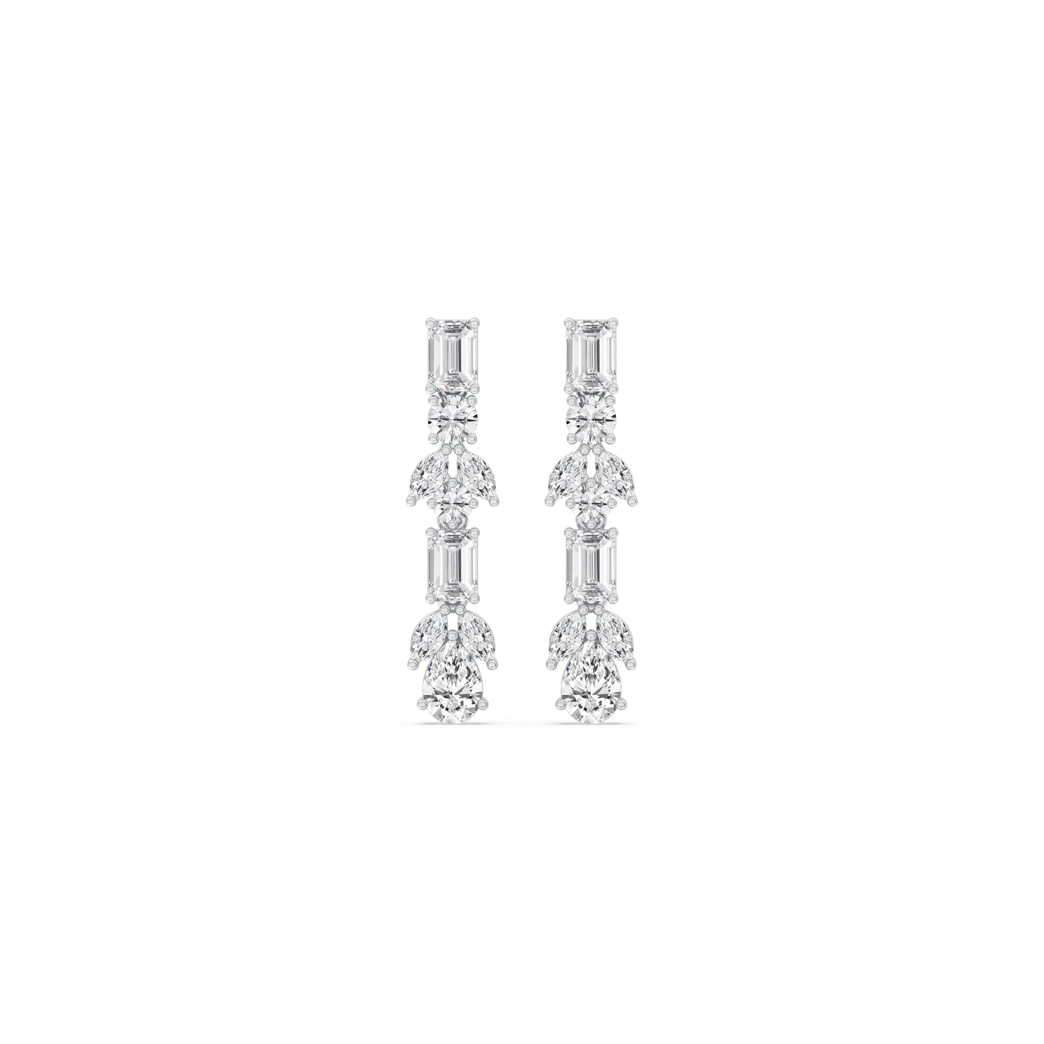 Emerald & Pear Cluster Drop Earrings